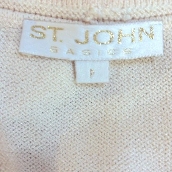 St. John Basics cream Santana knit 3 piece sweater jacket, top & skirt set